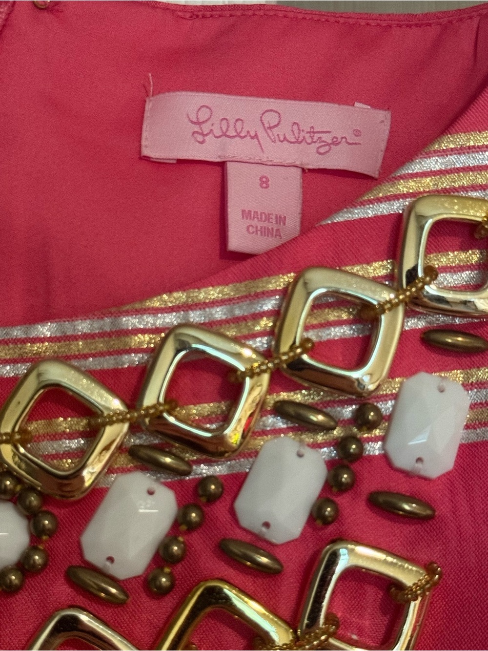 Lilly Pulitzer Pink and Gold Striped Sleeveless Dress - Picture 3 of 3